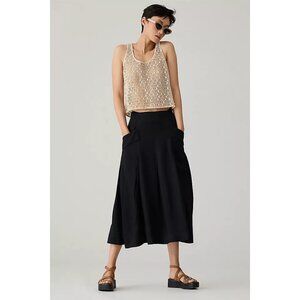 Anthropologie Maeve NWT Black Midi Skirt Pockets Sz 2